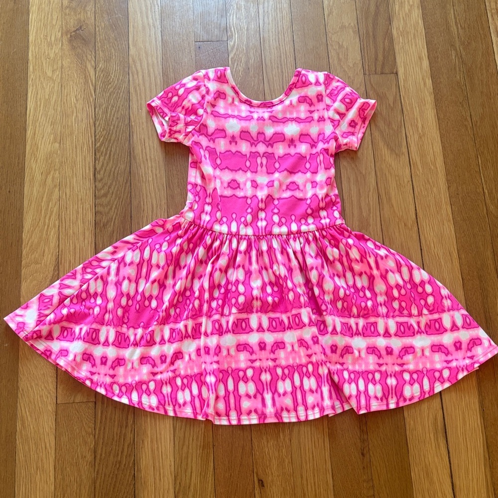 Pixielane Pink Patterned Kids Dress